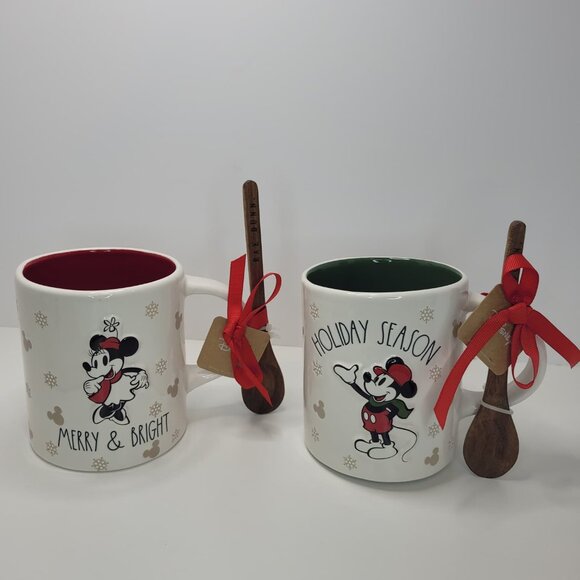Rae Dunn Holiday Mug Set Mickey Minnie Christmas - Picture 2 of 5